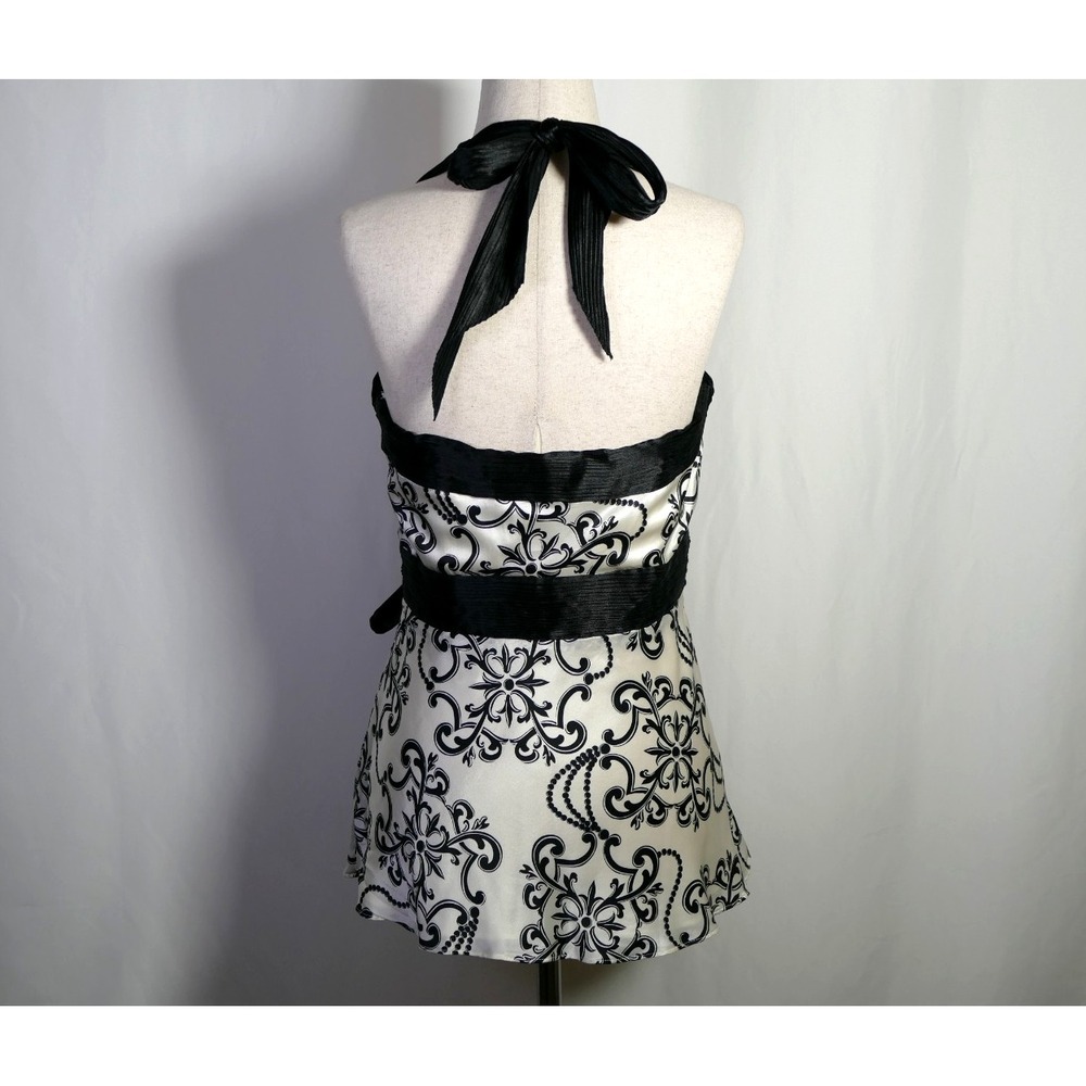 White House Black Market Y2K Silk Halter Top Size 4 Boning Bow Resort Cruise - Picture 4 of 10